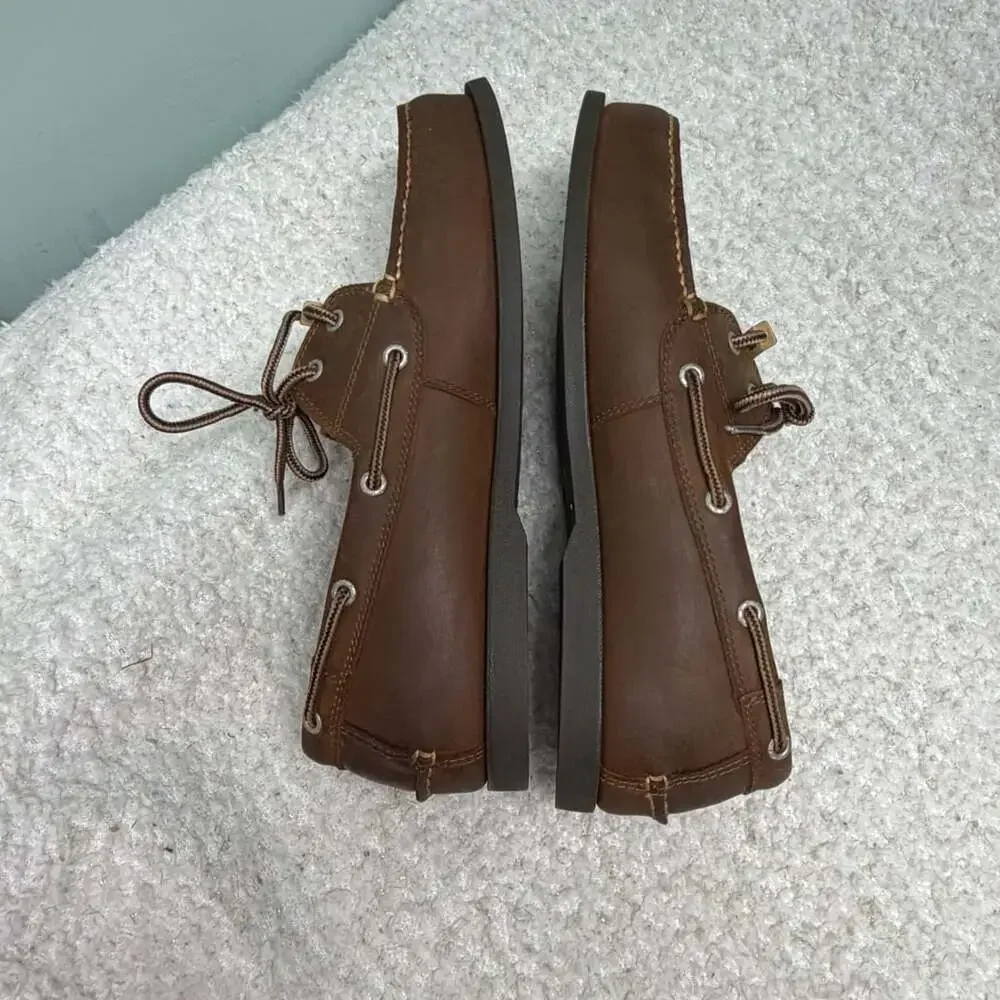 Dockers Vargas Boat Shoes Size 12W Brown Leather Casual Loafers Mens Like New